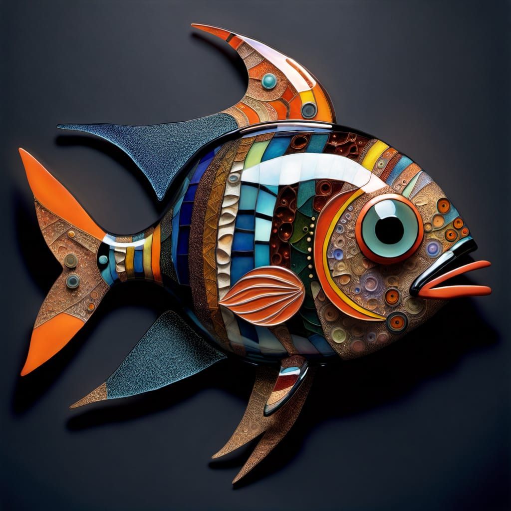 Blown Glass Fish in Outsider Art Style