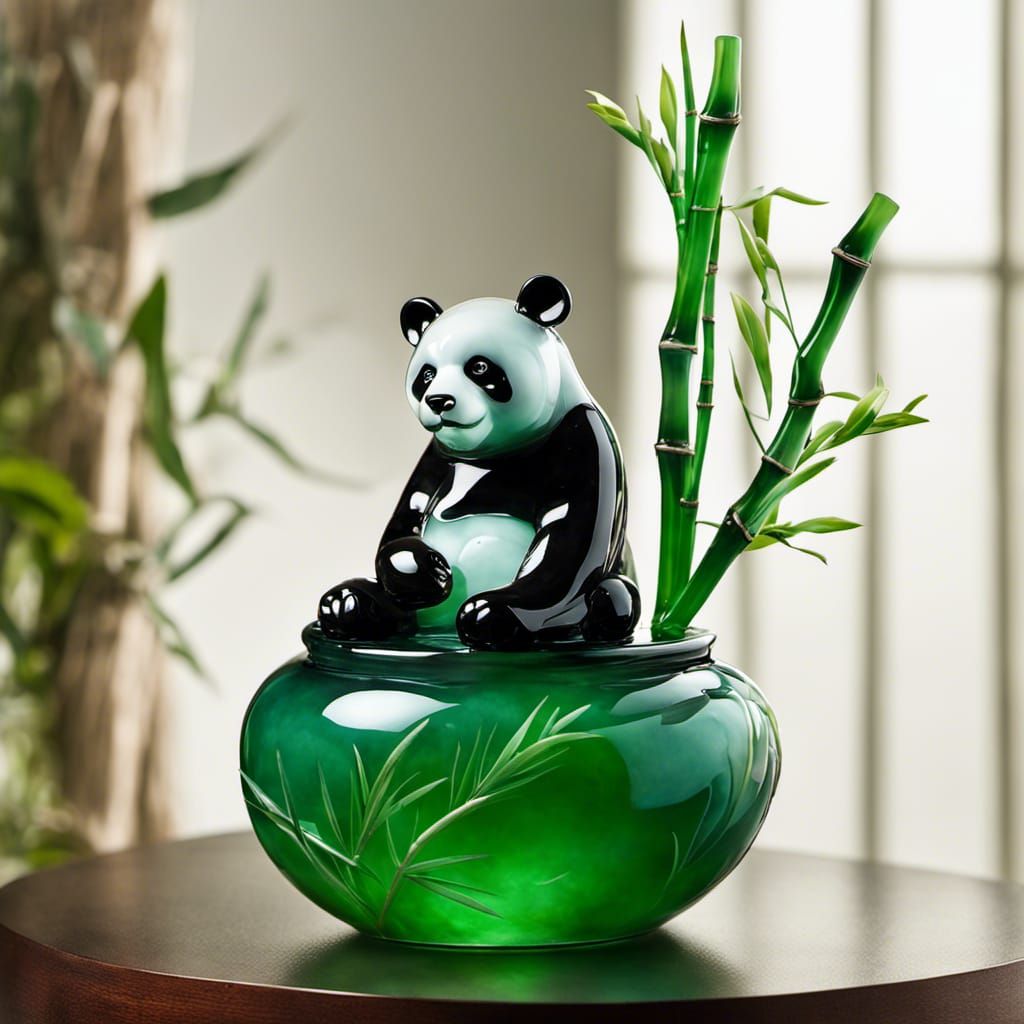 Blown Glass Panda Art.   by @Apok