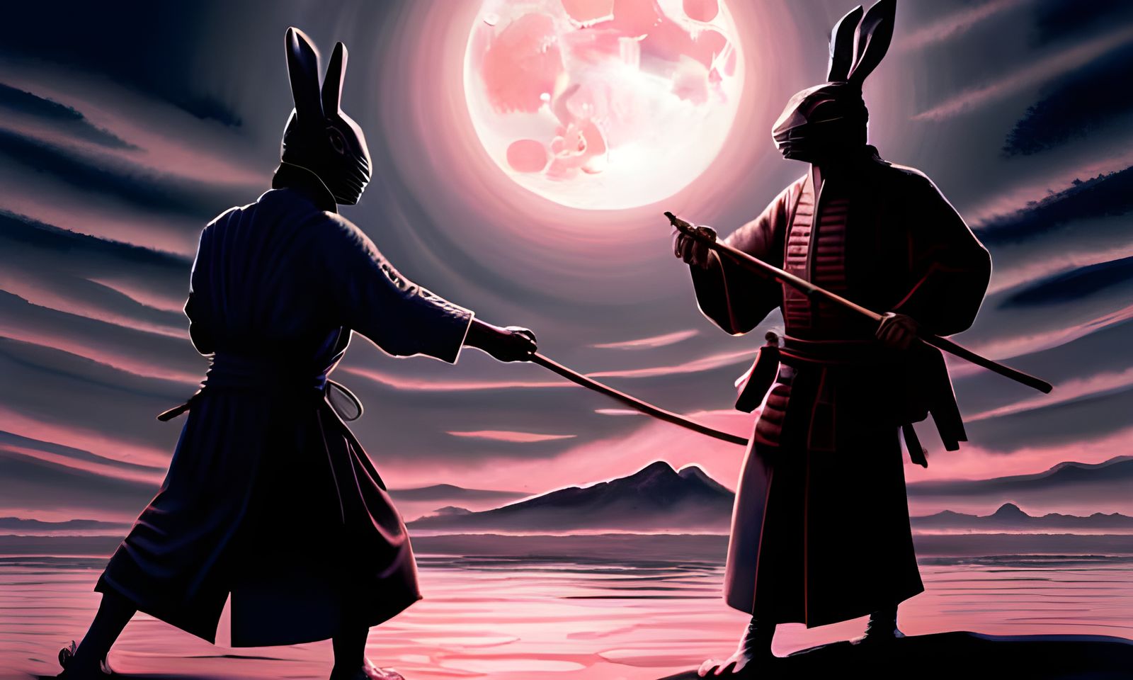 Iaido Samurai Rabbits Facing Off - AI Generated Artwork - NightCafe Creator