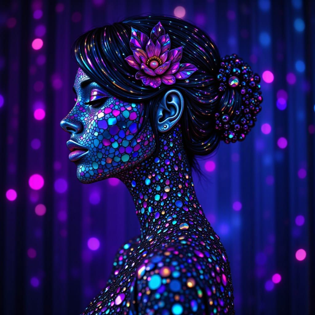 <lora:PrismVeil-Spectralis:1.0> Blacklight fx