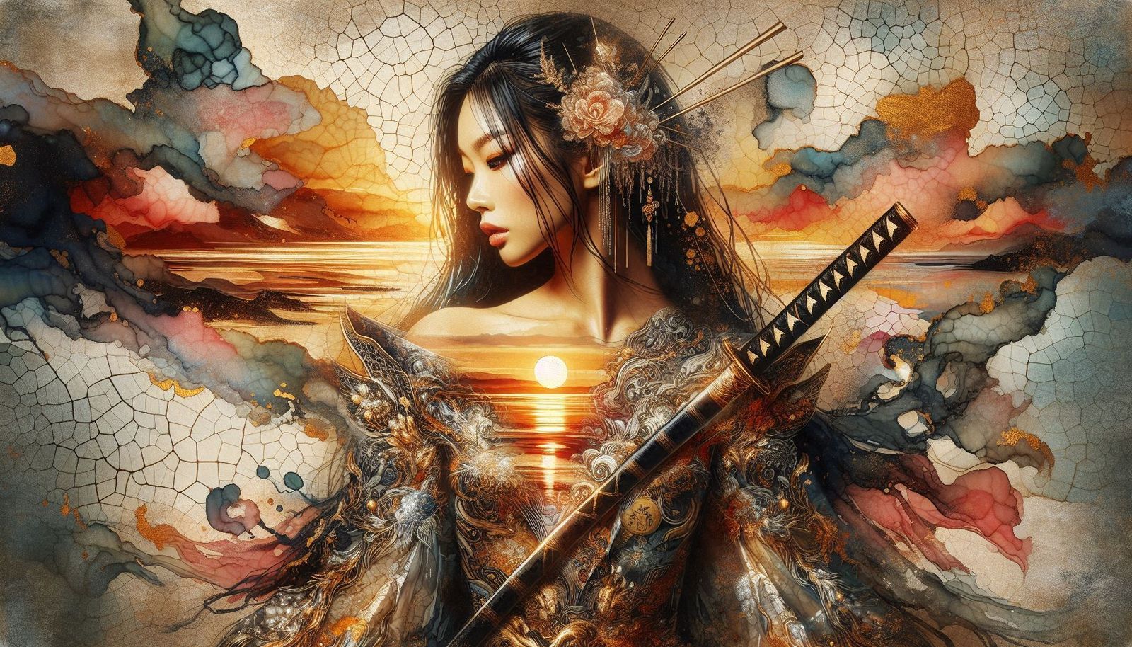 Transparent Silhouette Splash Art – Asian Woman – 16:9 Forma...