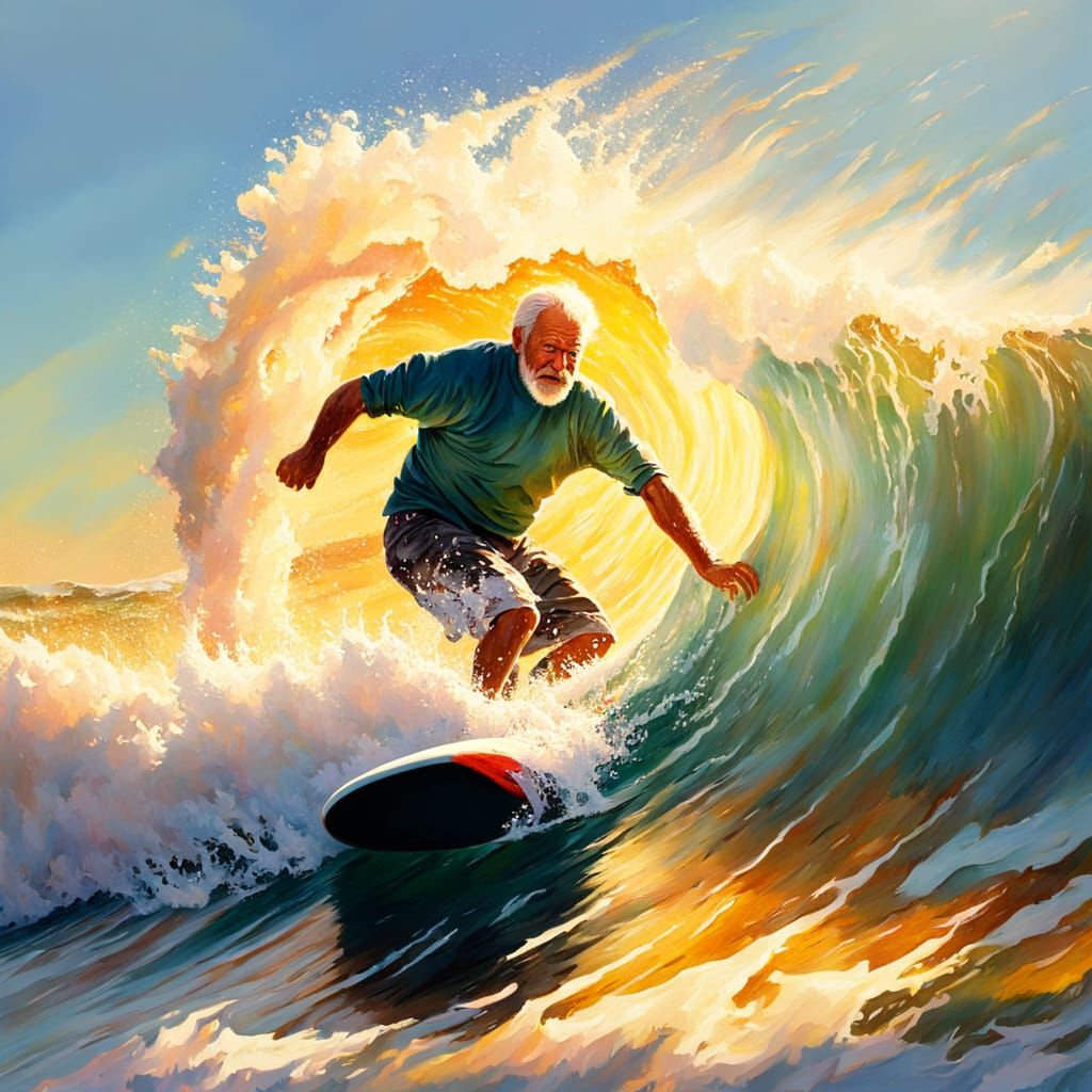 Never too old to surf a wave  by @Prioress