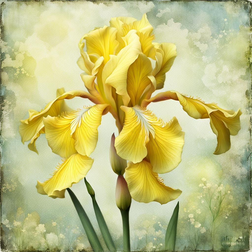 A yellow iris.  by @Kiristufu