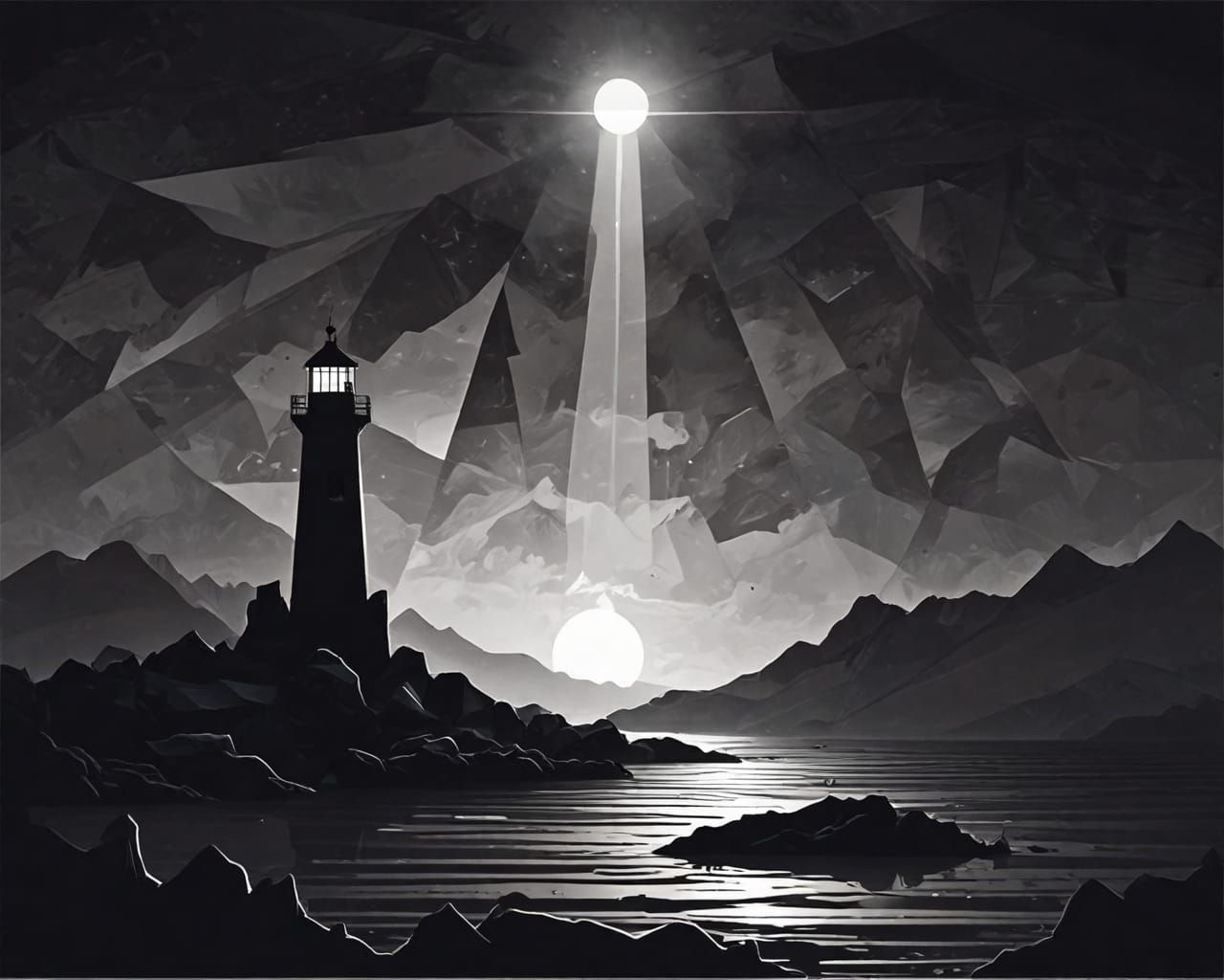 Lighthouse. Abstract scene.