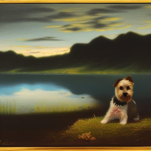 Carin terrier behind  a lake