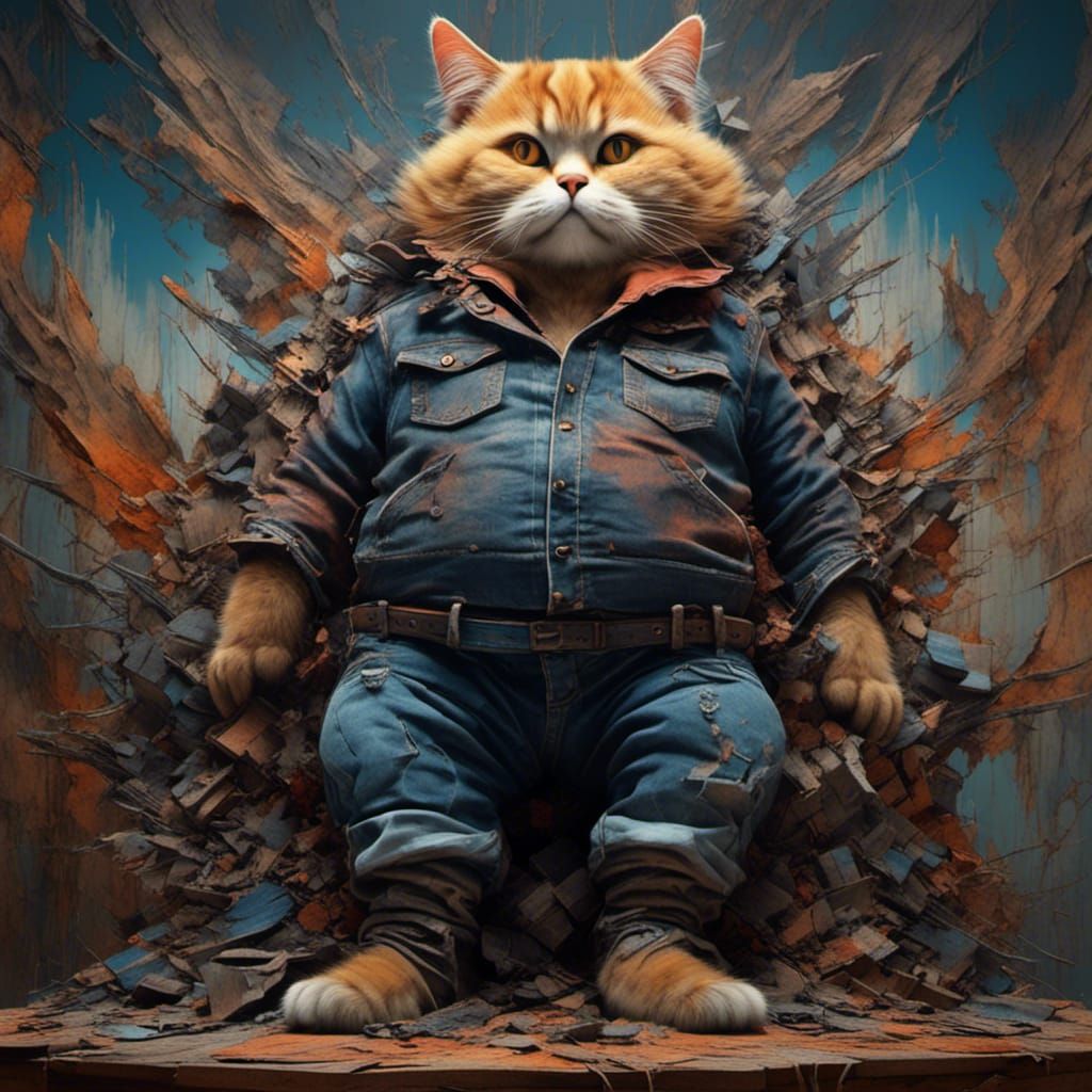 fat cat with jeans AI Generated Artwork NightCafe Creator