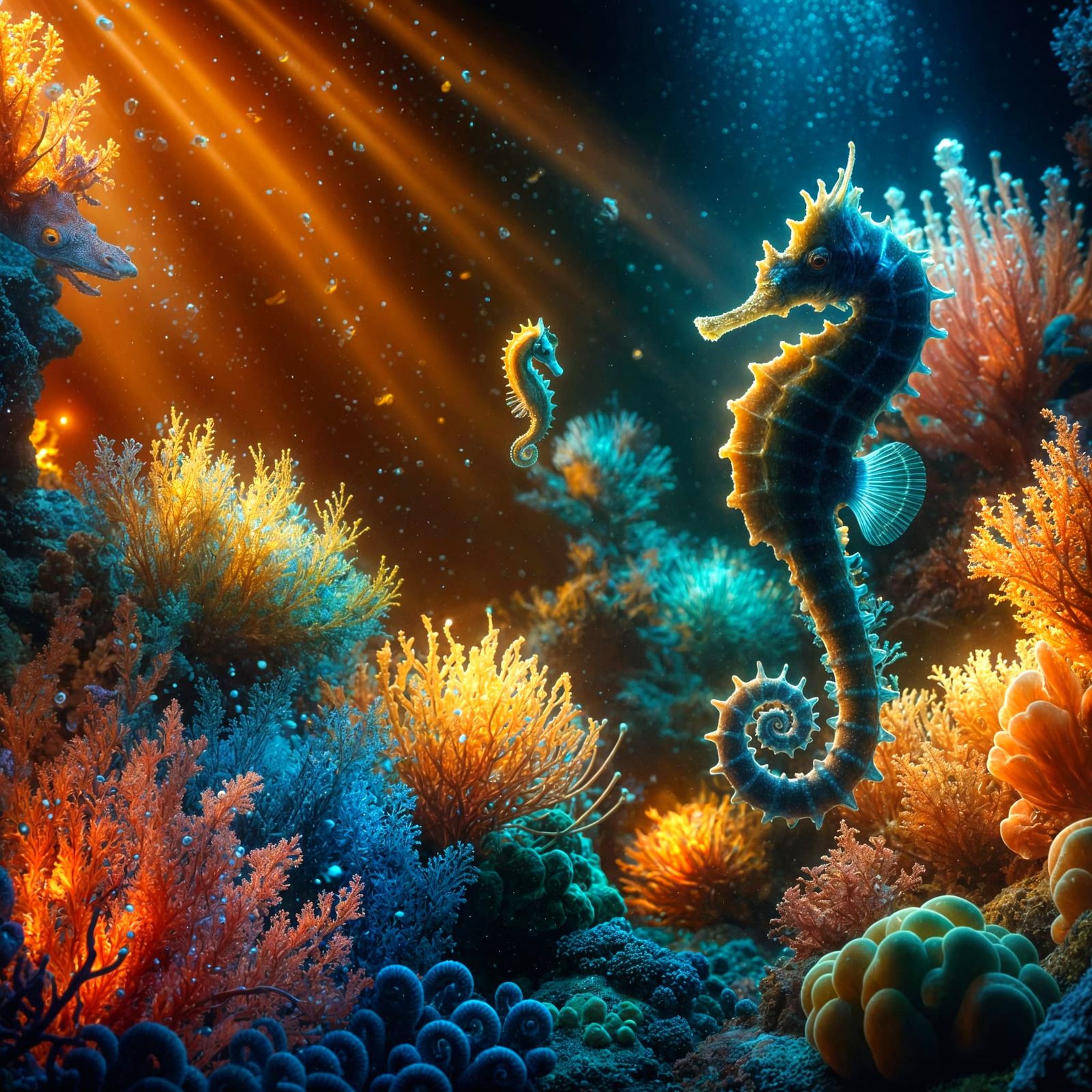 Seahorse in the imaginary coral reef  by @Francis H