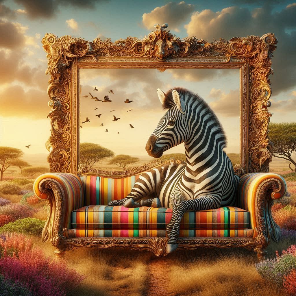 African Zebra relaxing in the Savannah in style!