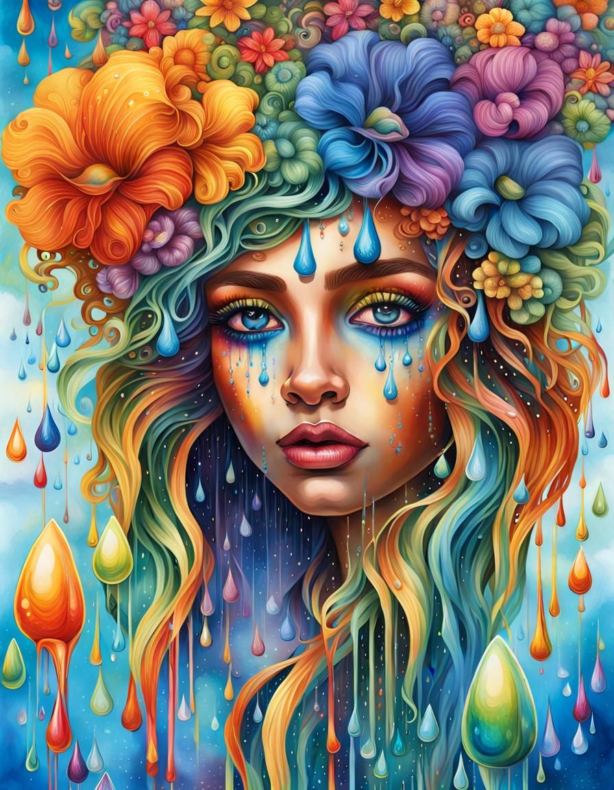 melted rainbow liquid tears