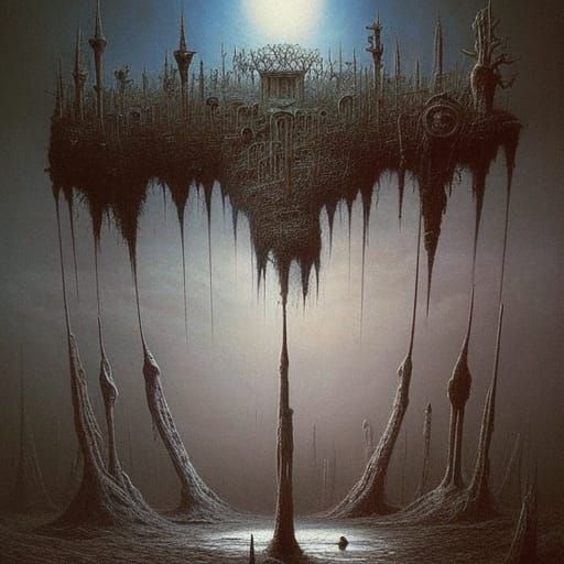 Beksiński style surrealism gothic horror intricately made in...