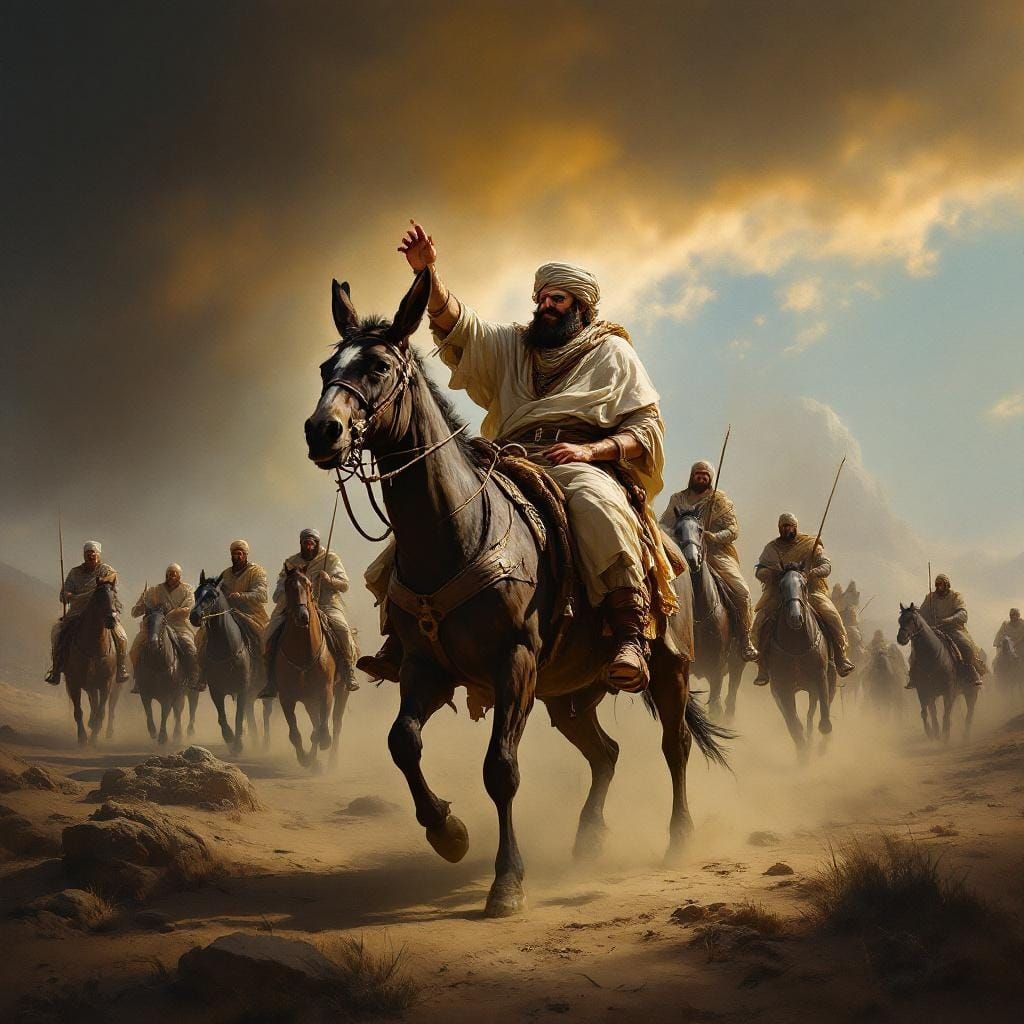 Balaam Riding a Donkey in the Desert