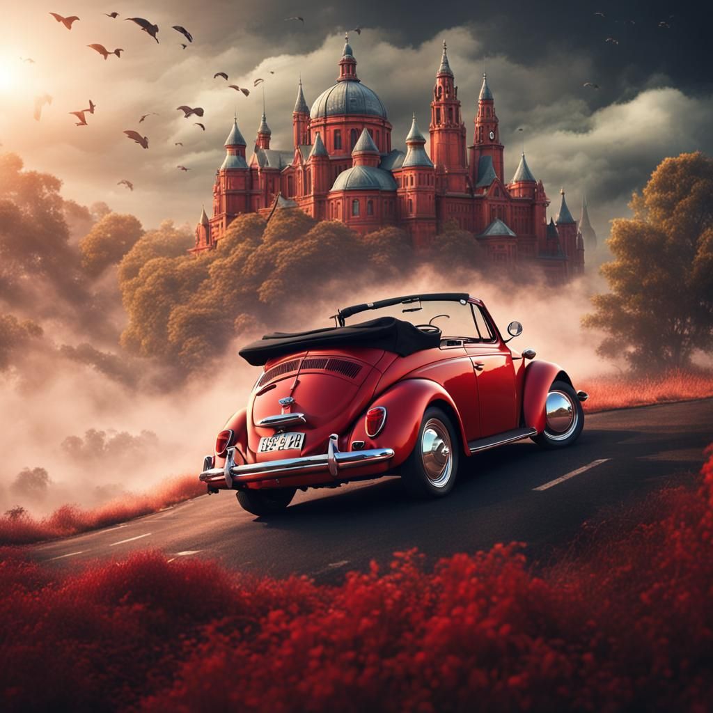 Red convertible Volkswagen Beetle car - AI Generated Artwork ...