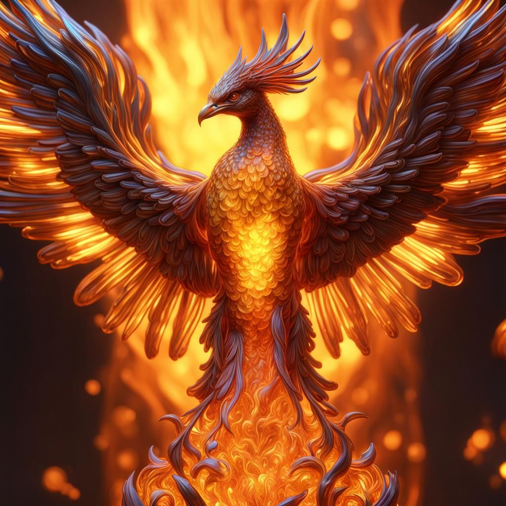 Phoenix amber sculpture  by @Helfezer