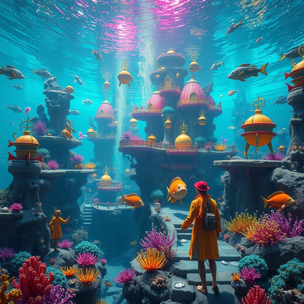 Underwater Cityscape in a Futuristic Style