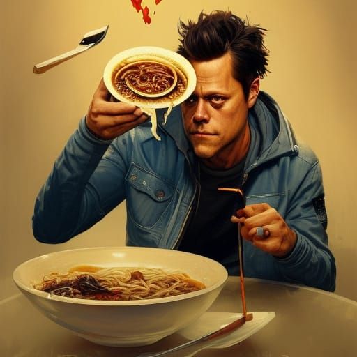 Johnny Knoxville eating Ramen