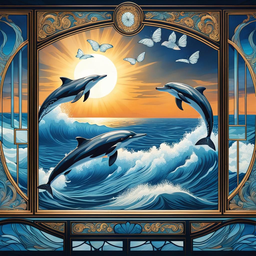 dolphins playing with butterflies  by @Richard Parker