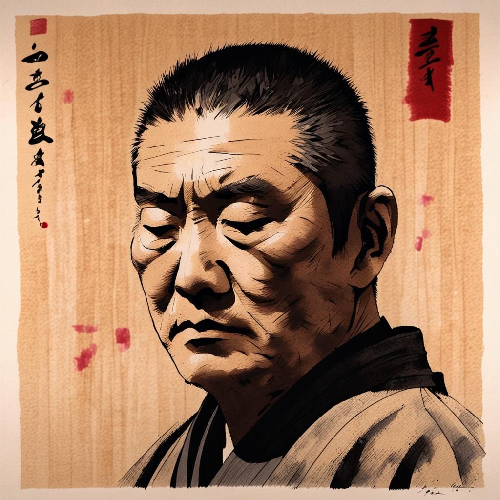 Takeshi Kitano as Zatoichi the blind Samurai - AI Generated Artwork ...