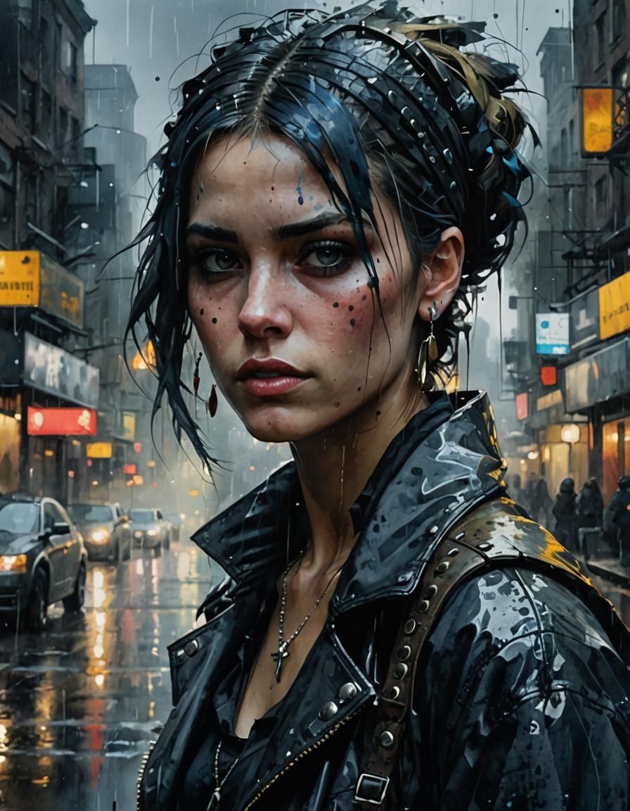 Rain on girl