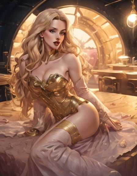 Golden Goddess in Classic Hollywood Glamour