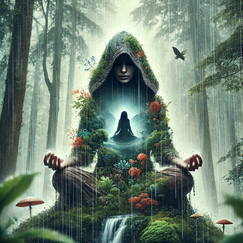 double exposure beautiful fantasy DALL-E 3 portrait landscap...