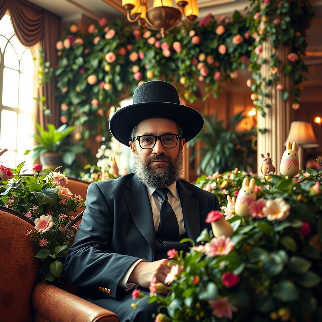 Orthodox Man in Ice Cream Lobby, Photorealistic Style
