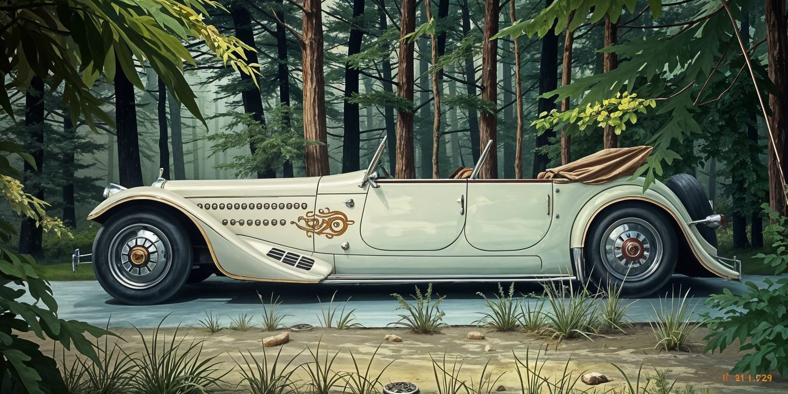 A large 1930s convertible limousine