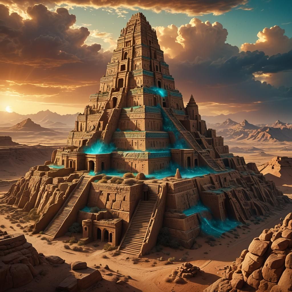 Mystical Desert Ziggurat at Sunset: Unreal Engine 5