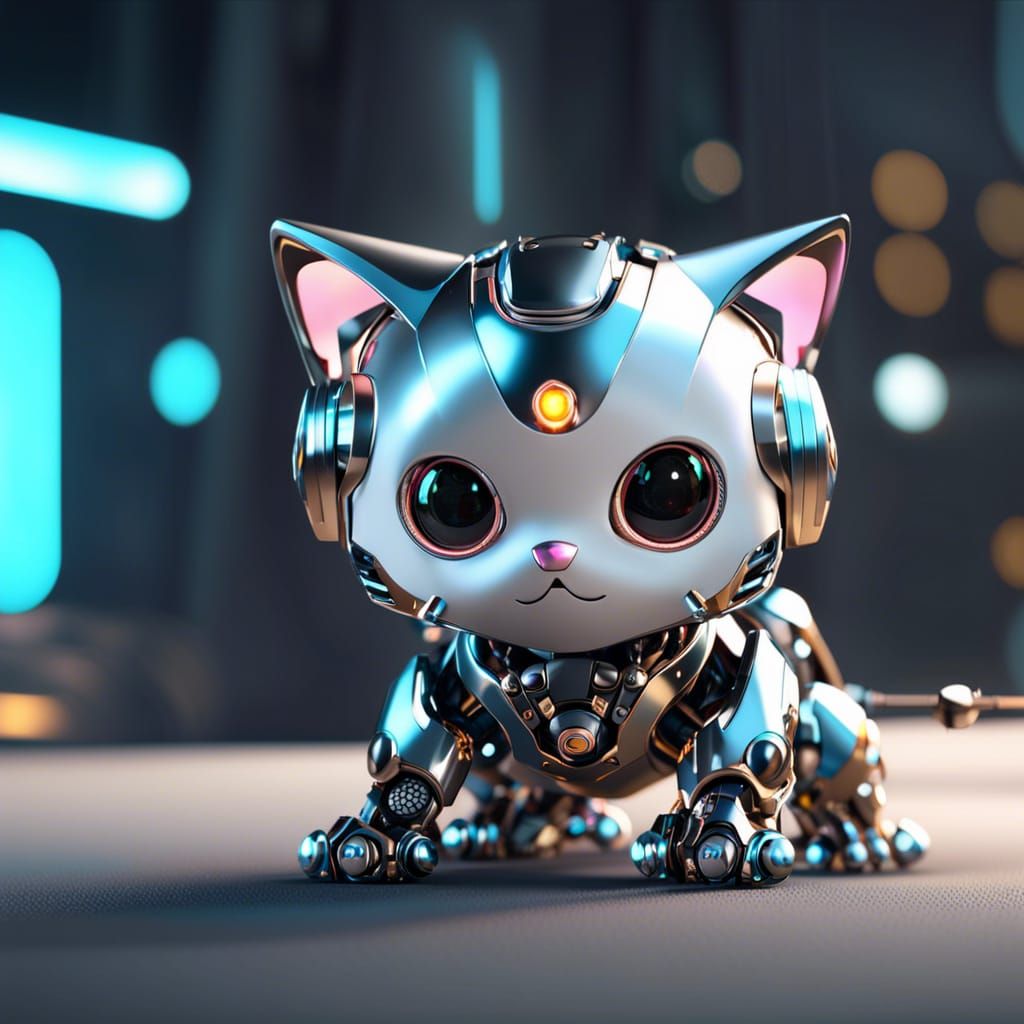 Robot Kitten - Ai Generated Artwork - Nightcafe Creator