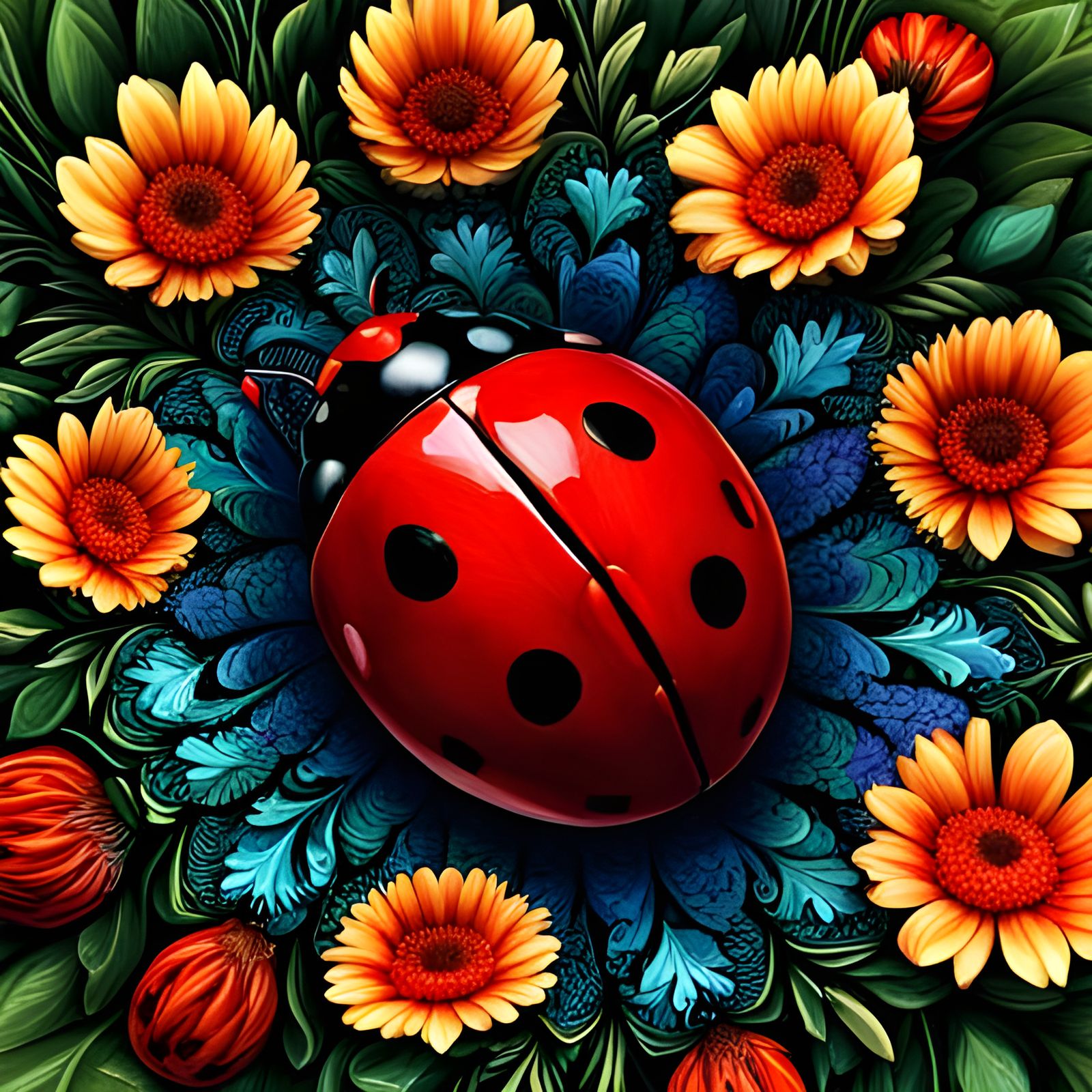 Floral Ladybug   by @BlakeRaven