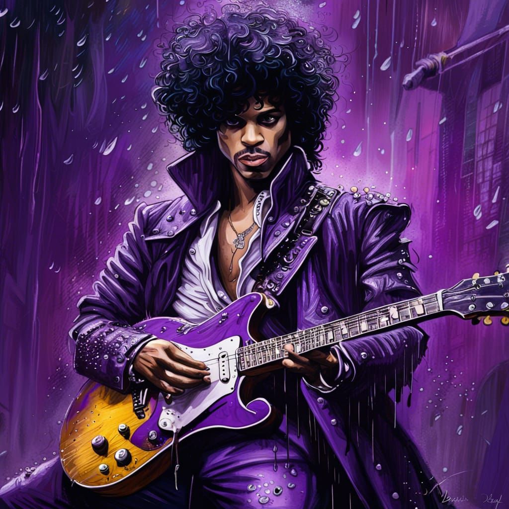 Prince Rogers Nelson playing guitare in purple rain  by @Wierd Jimbo
