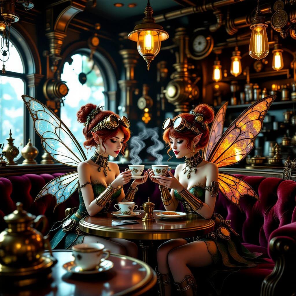 A cozy cafe for steampunk fairies  by @Jacquelynn