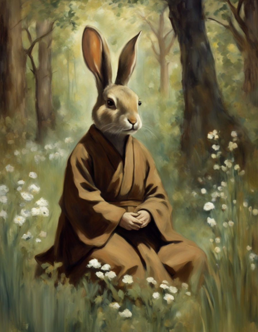Meditating rabbit (DeepAI HD)