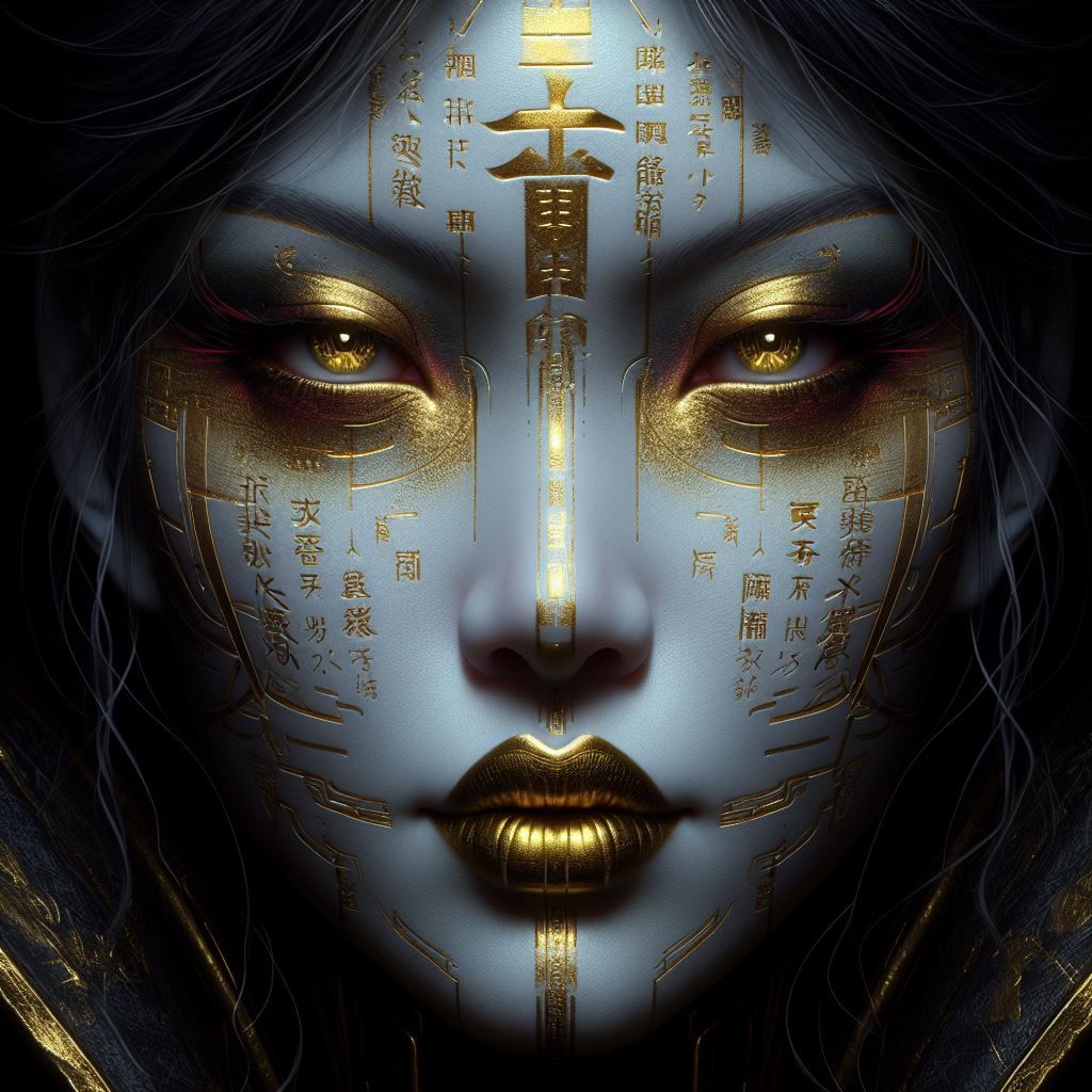 White faced Golden Runes Geisha