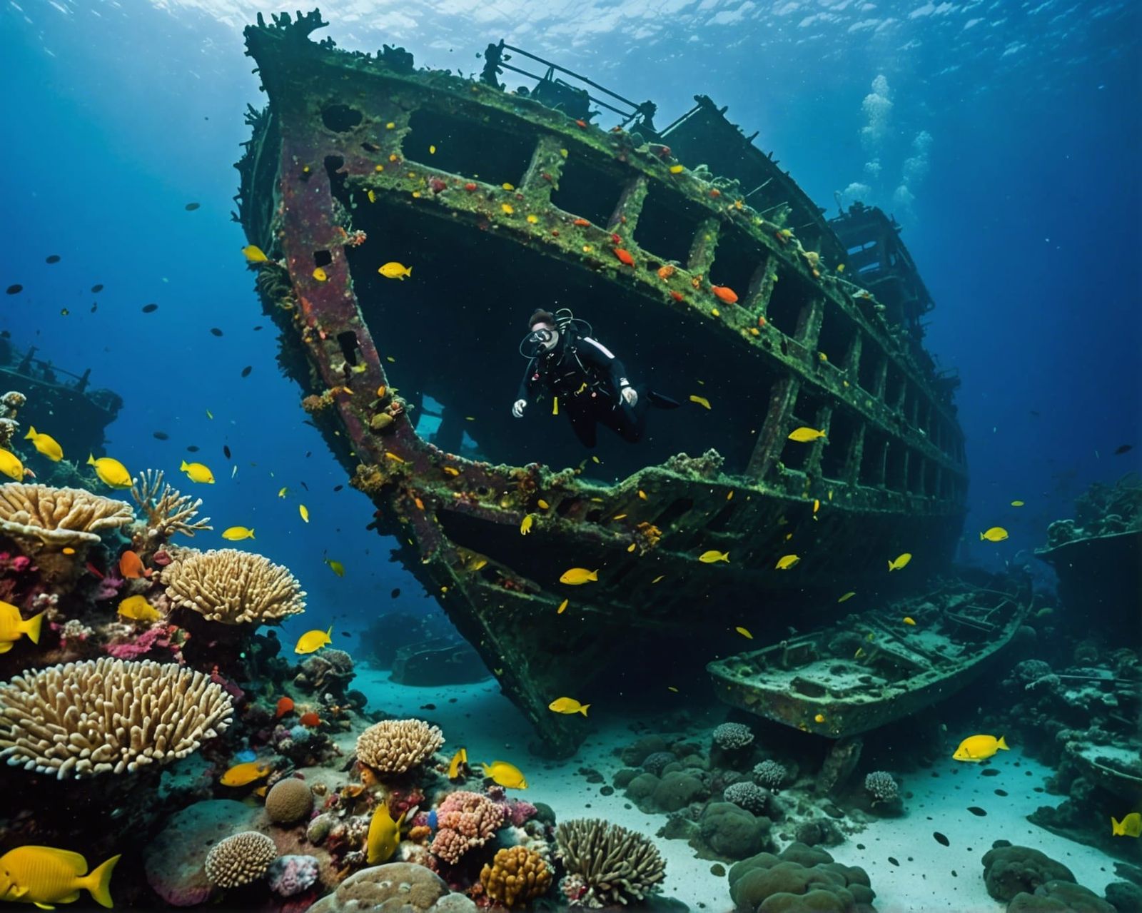 Exploring an underwater shipwreck