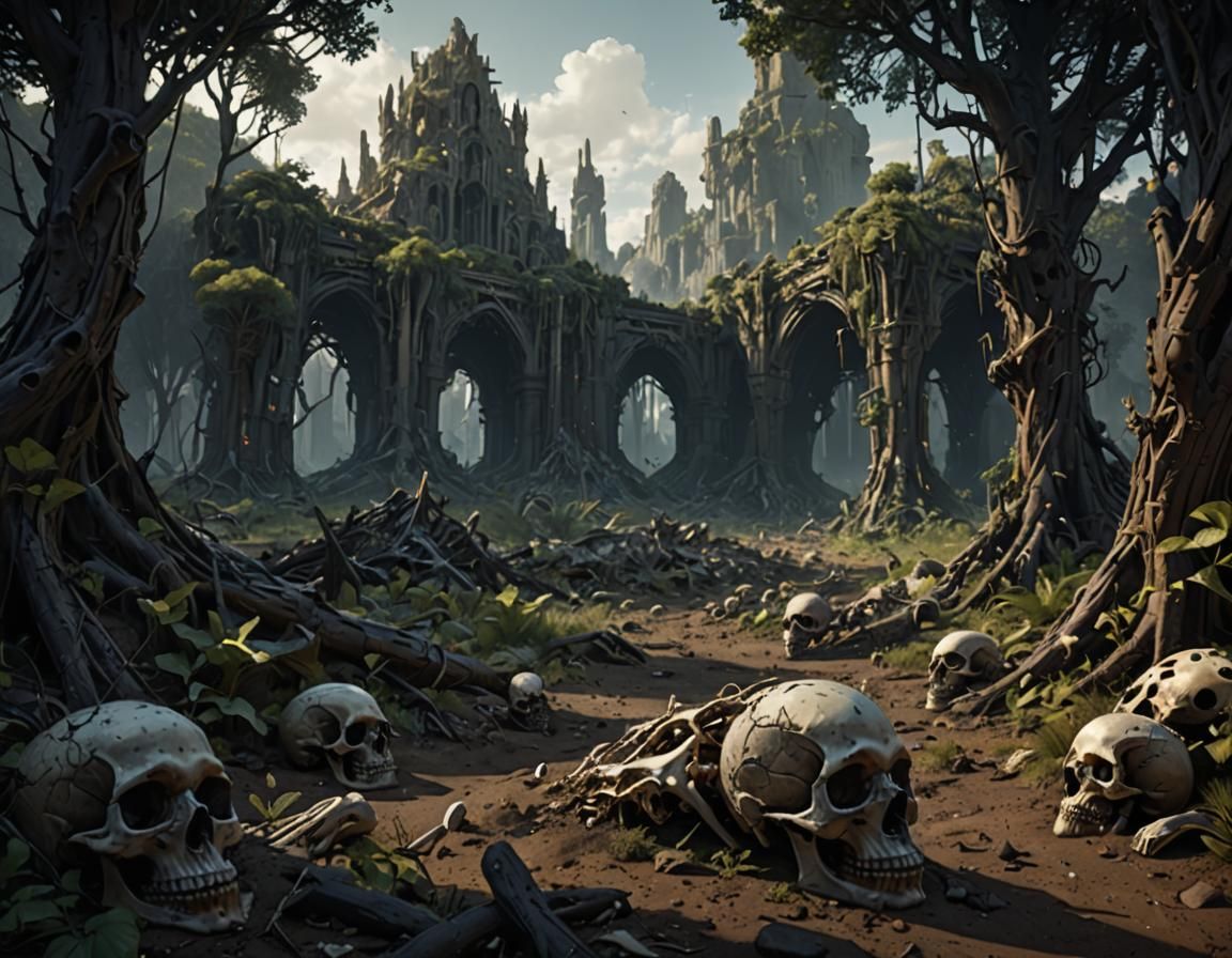 On the edge of a lush forest lies a dark foreboding desert a...