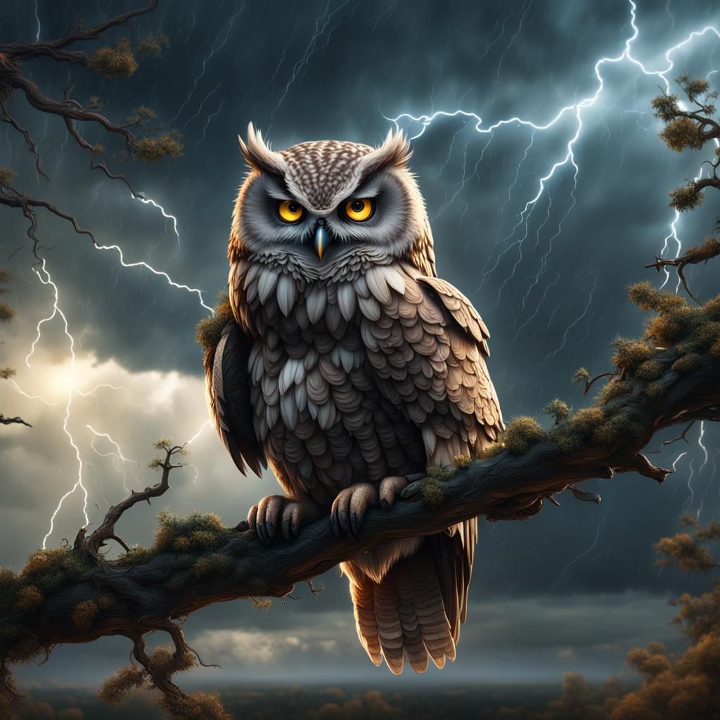 Owl in a Storm: Detailed Matte Painting