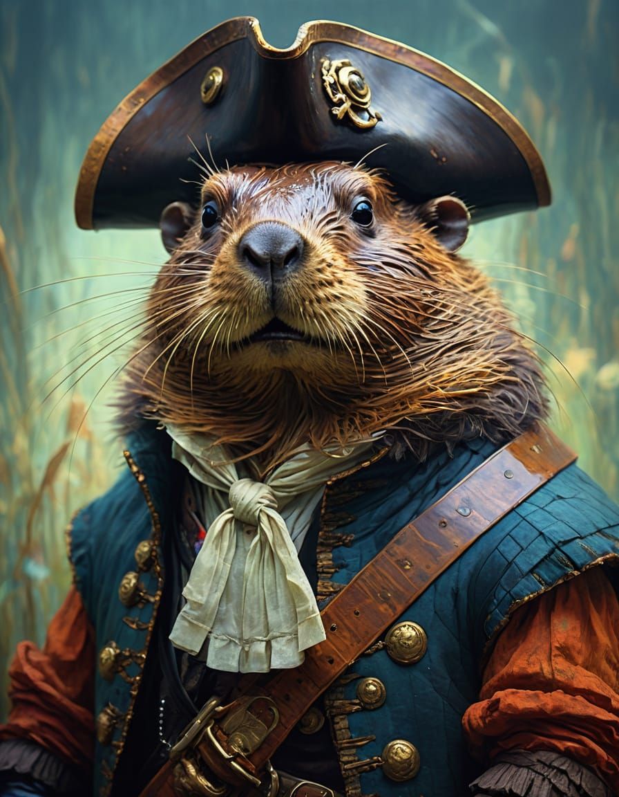 Pirate beaver   by @MoonWolf