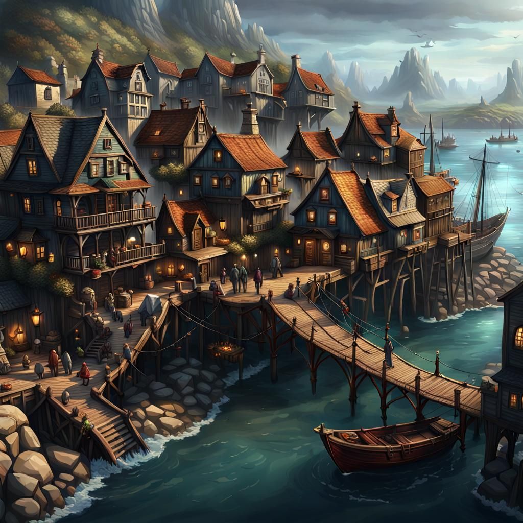 A coastal fantasy town