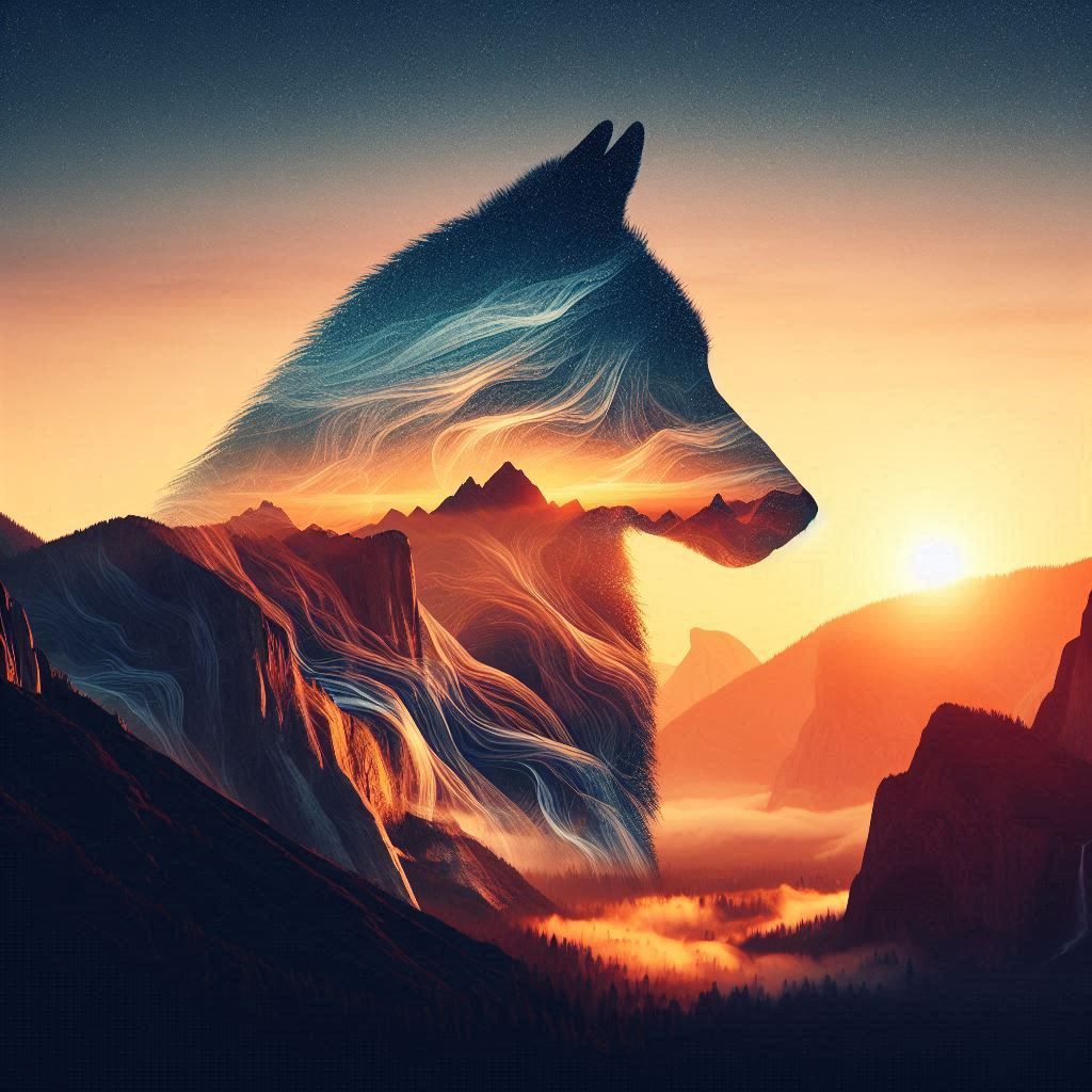 double exposure beautiful fantasy DALL-E 3 portrait landscap...