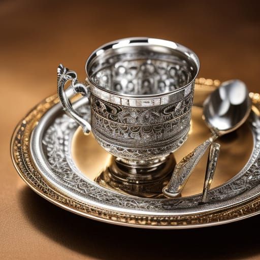 Silver teacup