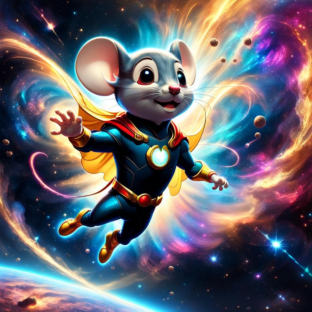 Flying Super mouse.  by @Suz