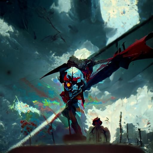Mecha battle skyview