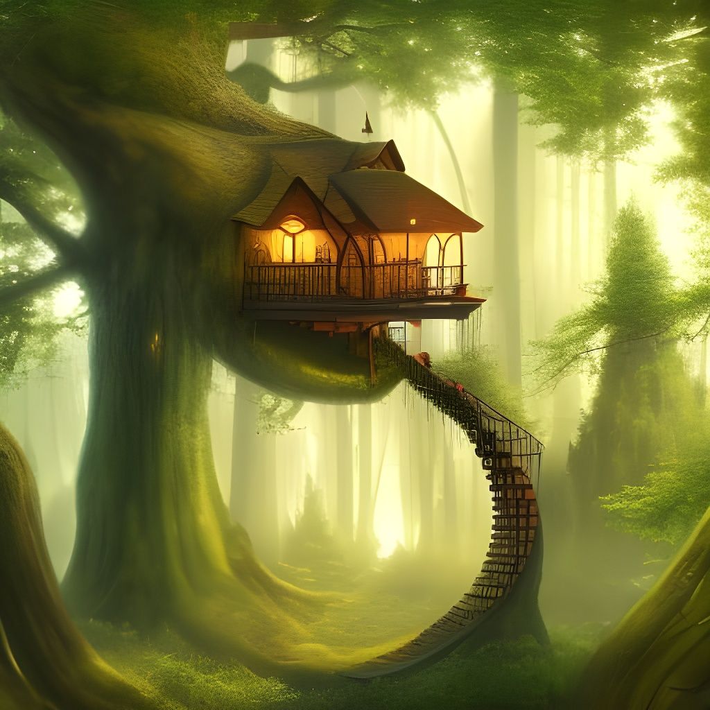 The forest wizard treehouse - AI Generated Artwork - NightCafe Creator