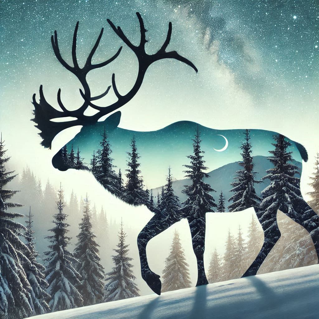 double exposure beautiful fantasy DALL-E 3 portrait landscape..