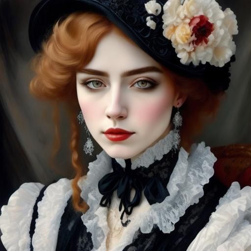 <lora:Painting Intensity:1.0> Oldschool glossy oil painting Renaissance Victorian, detailed eyes, woman's painting, woman, lace, ruffles, Re...