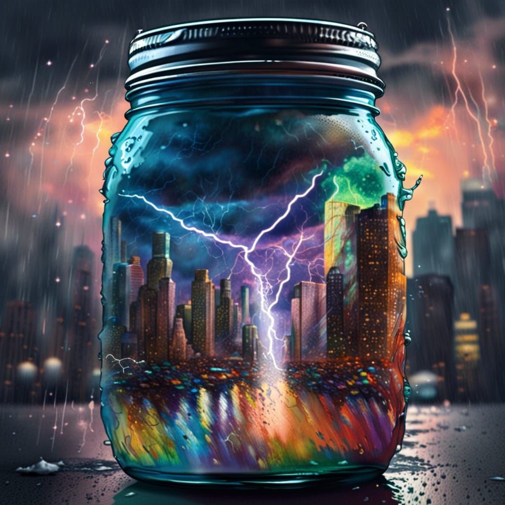 new york city during a thunder storm in a mason jar
  by @RONNIE BROWN