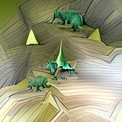 Triangular treetops talking to triceratops