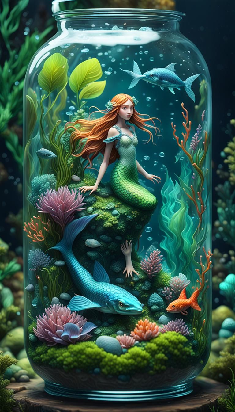 a tiny under water world terrarium