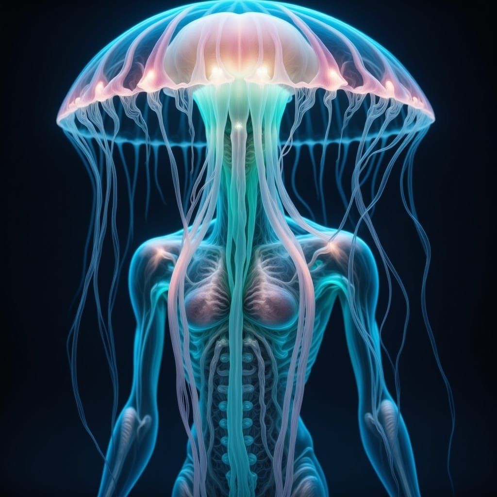 Transparent jellyfish man <lora:Jellyfish Alien V1:1.0> 