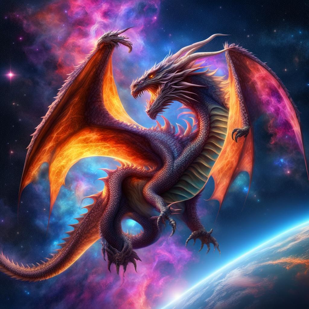 Dragon in Space - AI Generated Artwork - NightCafe Creator